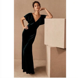 Jenny Yoo Ellis Dress 2 BHLDN Velvet Dark Emerald NEW